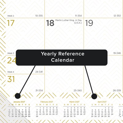 2027 Blueline Classic Gold 22" x 17" Monthly Desk Pad Calendar, White/Gold (C199003-27)