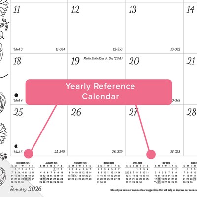 2026 Blueline DoodlePlan 22" x 17" Monthly Desk Pad Calendar, Black/White (C2917311)