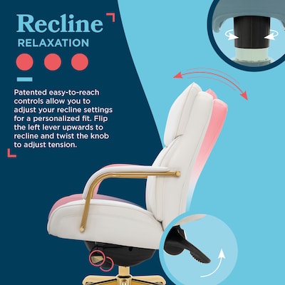 La-Z-Boy Symphony Ergonomic Bonded Leather Swivel Executive Chair, White and Gold (CCHR10013A)