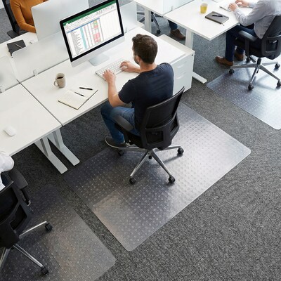 Floortex Cleartex TrYlok Carpet Chair Mat, 45" x 53", Designed for Low-Pile Carpet, Clear Vinyl (NRCMFLVT0005)