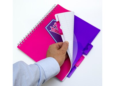 Pukka Pad Vision 5-Subject Notebooks, 8.5" x 11", Ruled, 100 Sheets, Deep Pink, 3/Pack (8866(PK)-VIS)