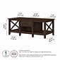 Bush Furniture Key West 47" x 24" Coffee Table with Storage, Bing Cherry (KWT148BC-03)