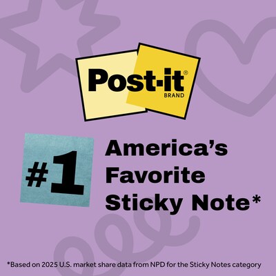 Post-it Shimmer Sticky Notes, 3" x 3", Cool Collection, 45 Sheets/Pad, 3 Pads/Pack (SENS-SN33-CL)