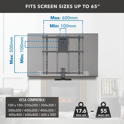 Mount-It! Pull Down Articulating Fireplace TV Mount for 42" to 80" TVs (MI-384)