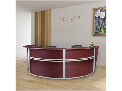 Regency Marque 144"W Curved Reception Desk Workstation, Mahogany (77293MH)