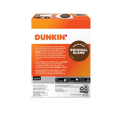 Dunkin' Original Blend Coffee Keurig® K-Cup® Pods, Medium Roast, 22/Box (400845)