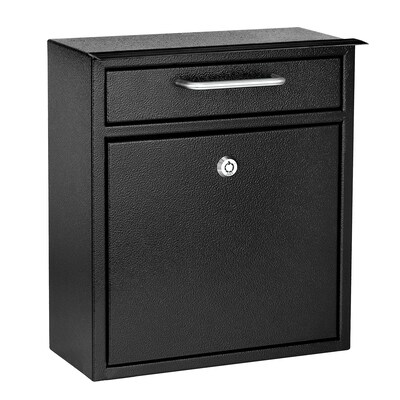 AdirOffice Steel Ultimate Locking Wall Mounted Drop Box Interoffice Mailbox, Medium, Black (631-05-BLK-PKG)