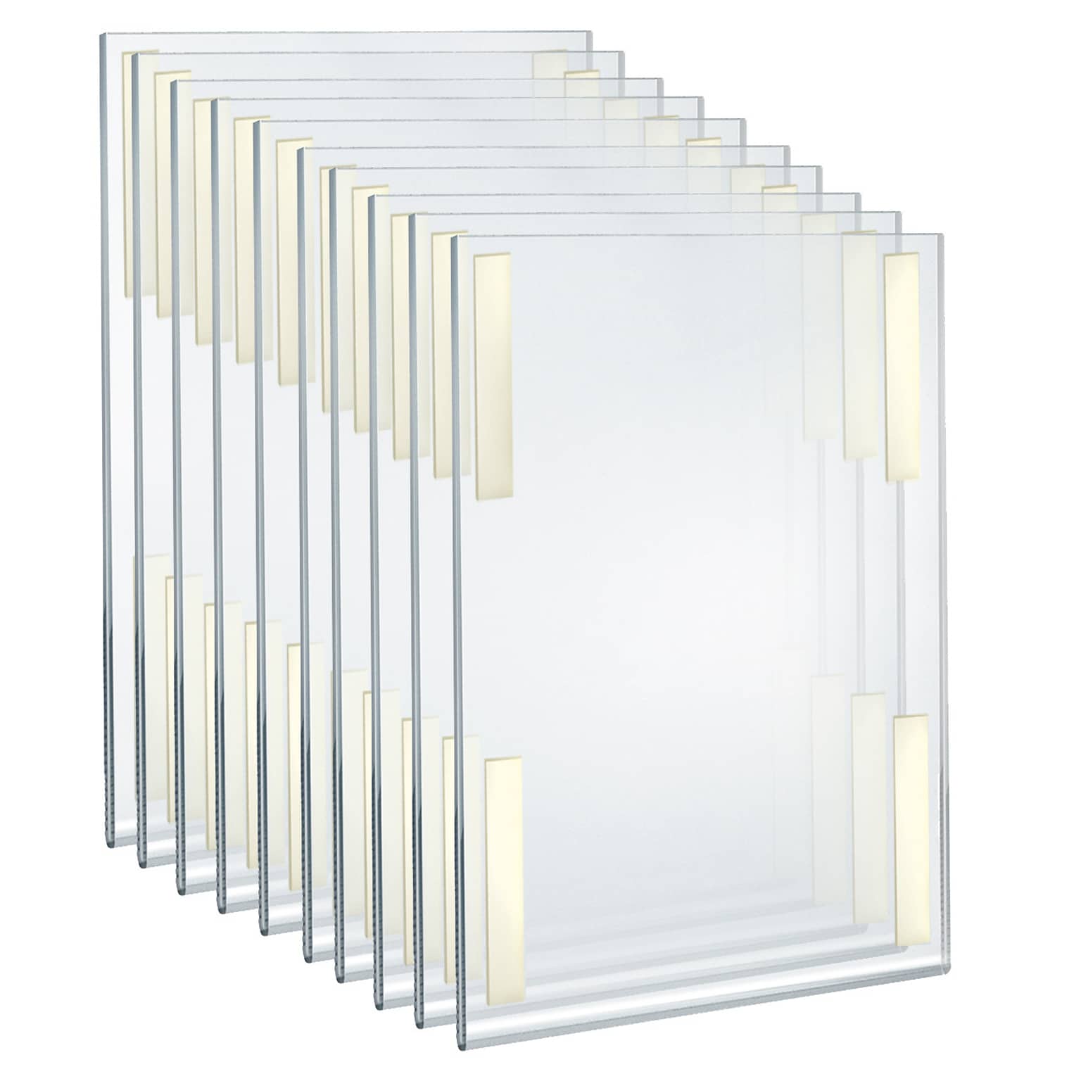 Azar Displays Self Adhesive Sign Holder, 11 x 17, Vertical, Wall Mounted, Clear, Acrylic, 10/Pack (122032)