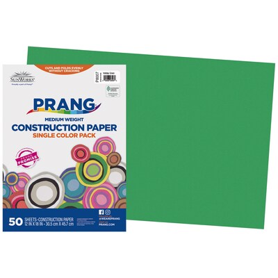 Prang 12" x 18" Construction Paper, Holiday Green, 50 Sheets/Pack (P8007-0001)