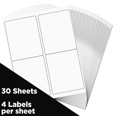 JAM Paper Laser/Inkjet Shipping Labels, 5 x 4, White, 4 Labels/Sheet, 30 Sheets/Pack (4062903)