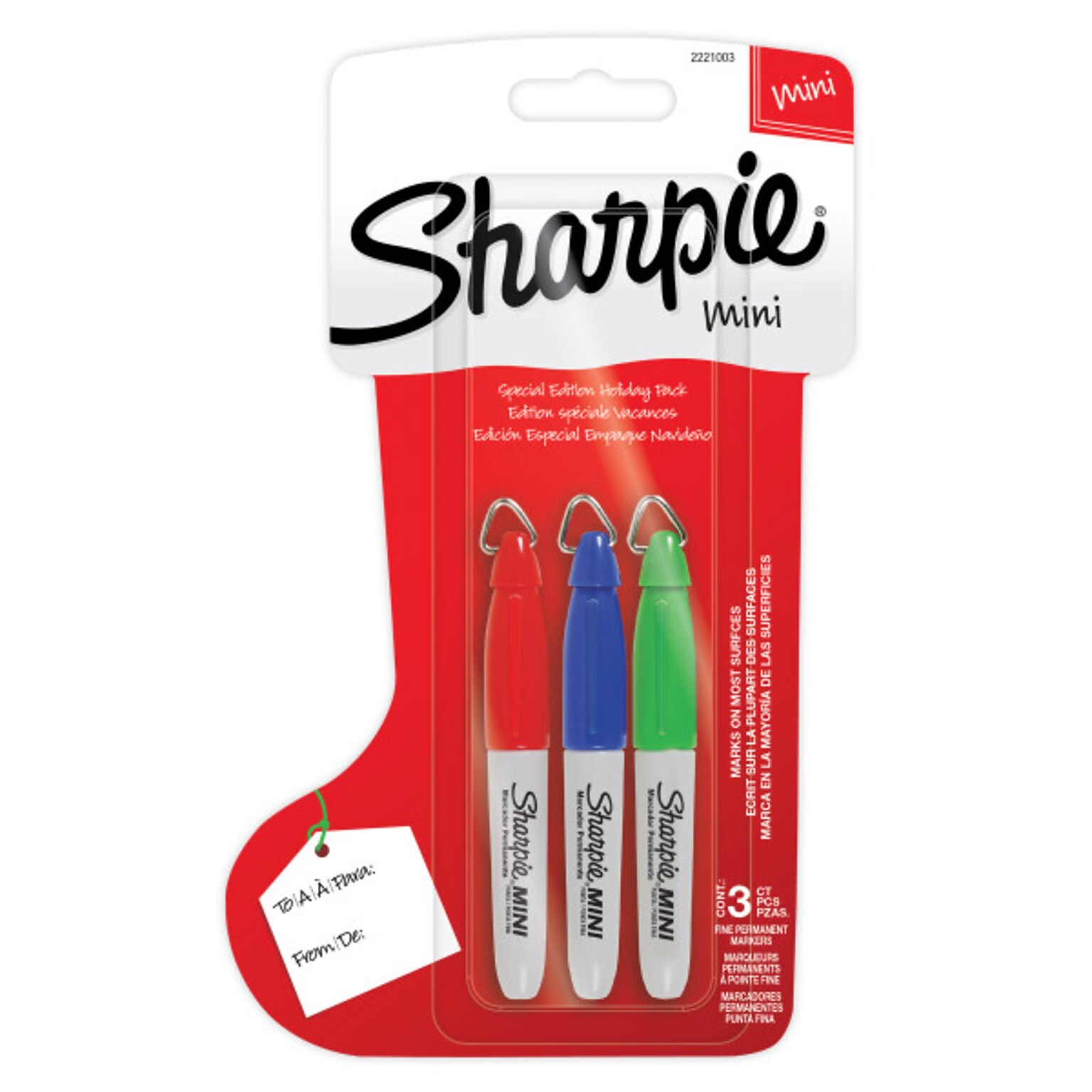 Sharpie Holiday Permanent Markers, Assorted Colors, 3/Pack (2221003)