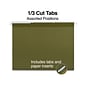 Staples 100% Recycled Reinforced Recycled Hanging File Folder, 1/3-Cut Tab, Letter Size, Standard Green, 25/Box