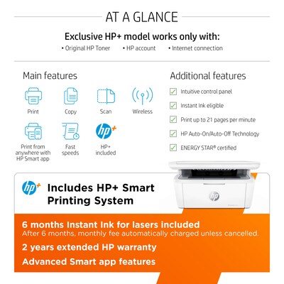 HP LaserJet MFP M140we Wireless Black & White Printer Includes 6 Months of FREE Toner with HP+ (7MD72E)