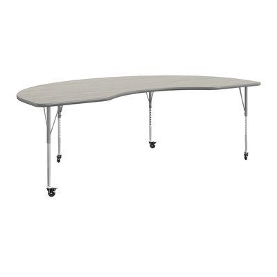 Flash Furniture Wren Kidney Activity Table, 96 x 48, Height Adjustable, Light Gray Top/Silver Frame (XUA4896KDLGTAC)