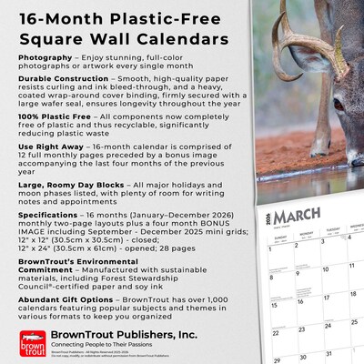 2026 BrownTrout White Tailed Deer 12" x 12" Monthly Wall Calendar (9798330706334)