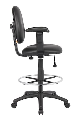 Boss Black Caressoft Drafting Stools W/Adj Arms & Footring