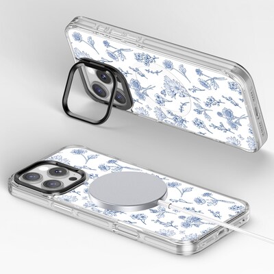 SaharaCase Inspire MagSafe Phone Case with 3 Interchangeable Magnetic Backs for iPhone 16 Pro, Shock Absorbing, Floral (CP00676)