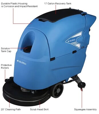 Global Industrial Auto Floor Scrubber w/ Traction Drive, 20" Cleaning Path (641244)