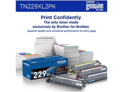 Brother TN229XL Black High Yield Toner Cartridge, 2/Pack (TN229XL2PK)