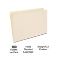 Quill Brand® File Folders, Straight Cut, Legal Size, Manila, 100/Box (760133)