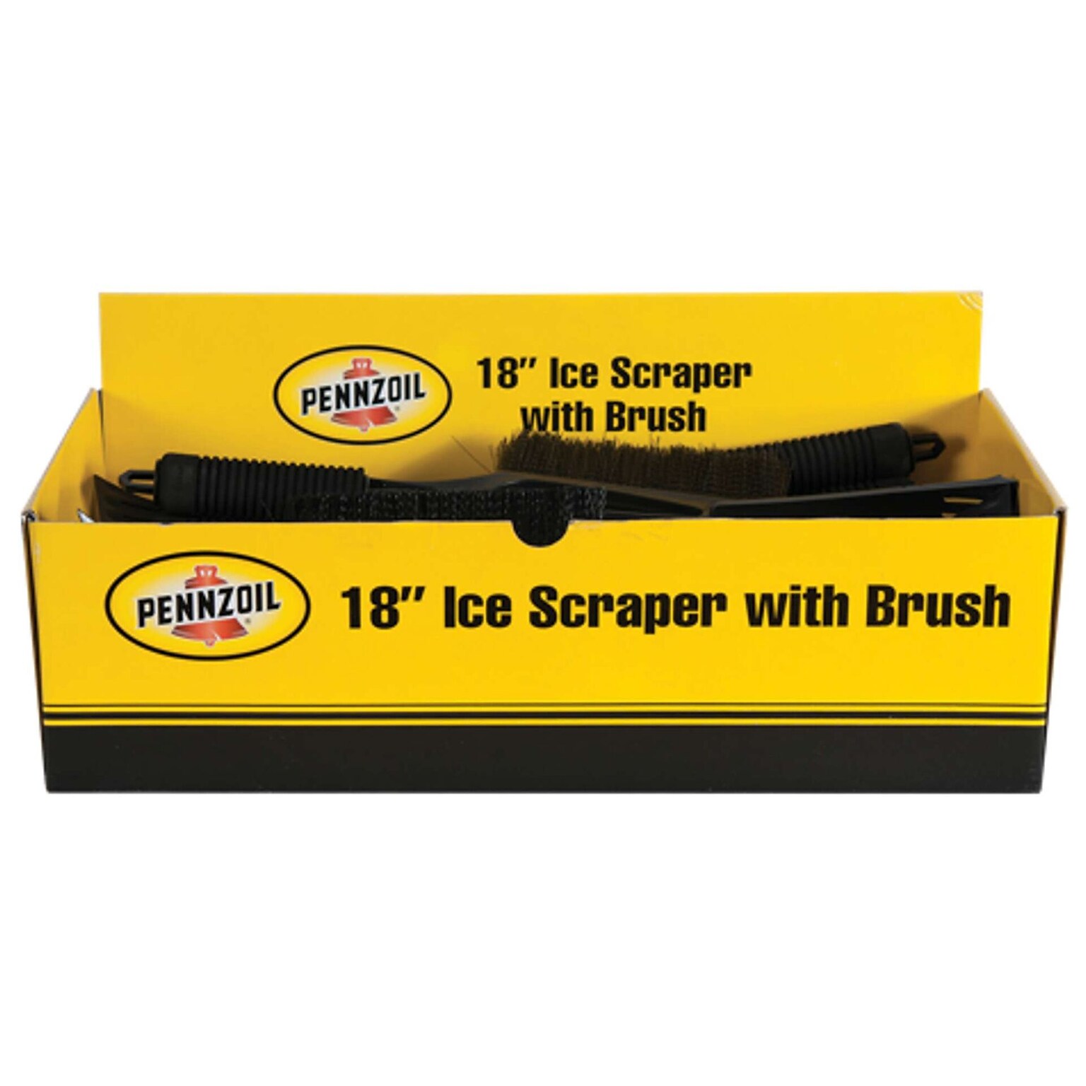 Pennzoil 18 Ice Scraper with Brush, Black, 12/Pack, 3 Packs/Carton (14301)