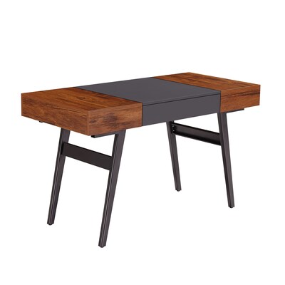 Techni Mobili Expandable 51" MDF Table Desk, Gray/Mahogany (RTA-1854-MAH)