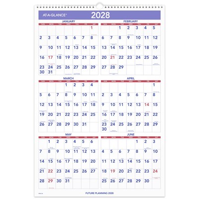 2027 AT-A-GLANCE 15.5" x 22.75" Monthly Wall Calendar, White/Purple (PM3-28-27)