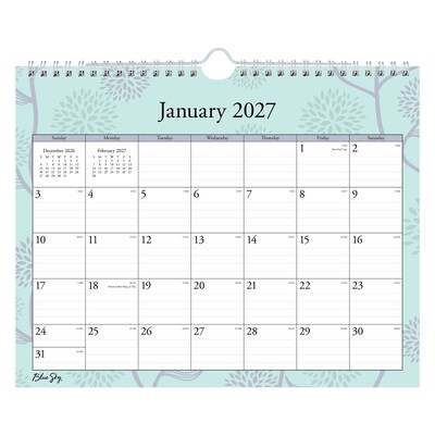 2027 Blue Sky Rue Du Flore 11 x 8.75 Monthly Wall Calendar, Green (101613-27)