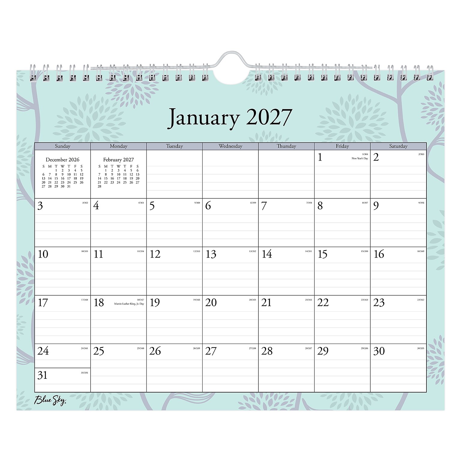2027 Blue Sky Rue Du Flore 11 x 8.75 Monthly Wall Calendar, Green (101613-27)