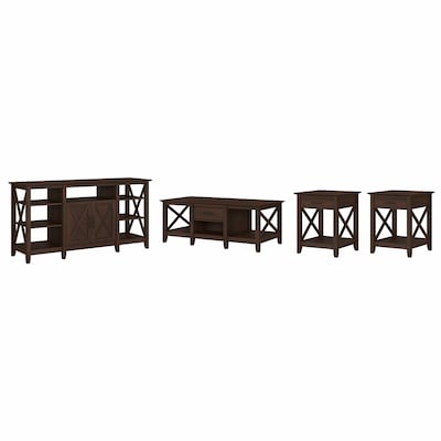 Bush Furniture Key West Manufactured Wood Console TV Stand, Screens up to 65", Bing Cherry (KWS025BC)