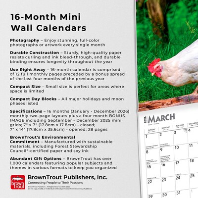 2026 BrownTrout Chickens 7" x 7" Monthly Wall Calendar (9798330702879)