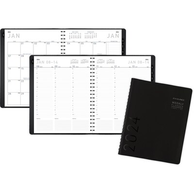 2024 AT-A-GLANCE Contemporary 9.5 x 11 Weekly & Monthly Planner, Faux Leather Cover, Black (70-950