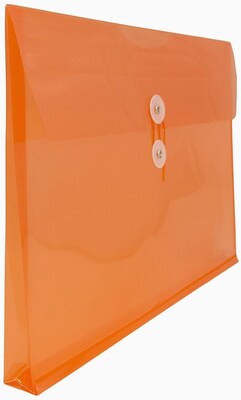 JAM Paper Premium Plastic Filing Envelope with Button & String Closure, Legal, Orange, 3/Pack (219B1ORX3)
