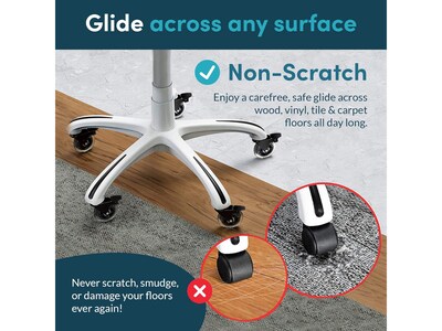 Lifelong Wheels Chair Caster, Clear/Black, 5/Set (B0B8LD3VSW)