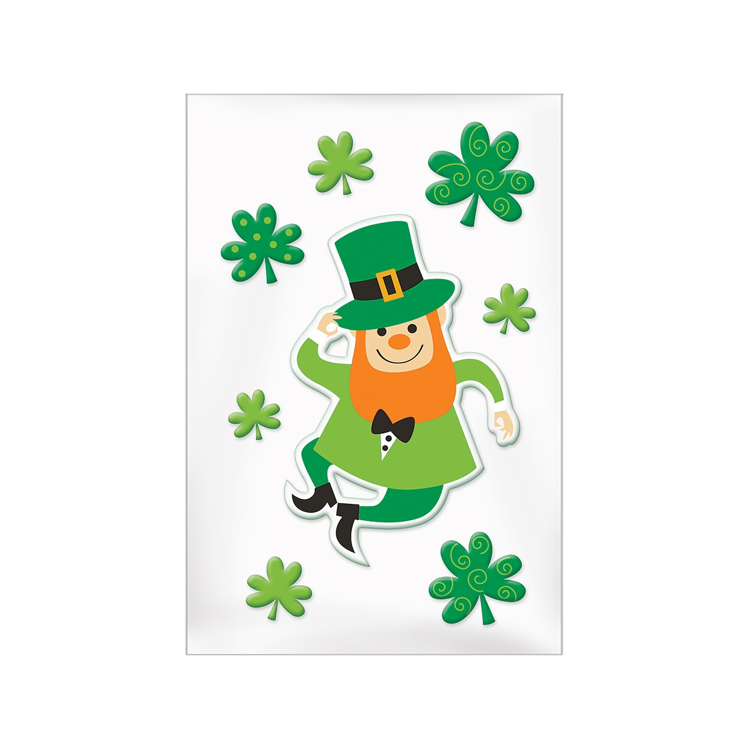 Amscan St. Patricks Day Leprechaun Gel Cling Decal Set, Multicolor, 6/Pack (220259)