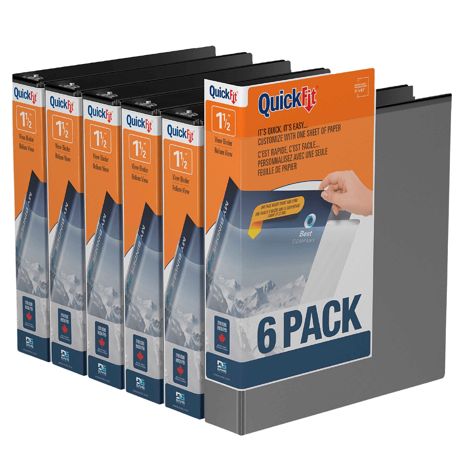 Davis Group 1 1/2 3-Ring Standard, Black, 6/Pack (88021-06)
