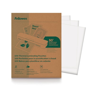 Fellowes Recycled Content Thermal Laminating Pouch, Letter Size, 100/Pack (100145863)