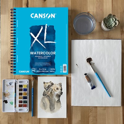 Canson XL Series 9" x 12" Wire Bound Watercolor Sketch Pad, 30 Sheets/Pad (MCXC40006837503)