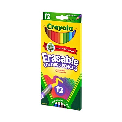 Crayola Erasable Kid's Colored Pencils, Assorted Colors, 12 Pencils/Box (68-4412)
