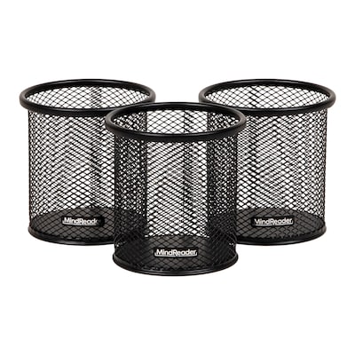 Mind Reader Metal Pen Holder, Black, 3 Pieces/Set (CLIPMESH3-BLK)