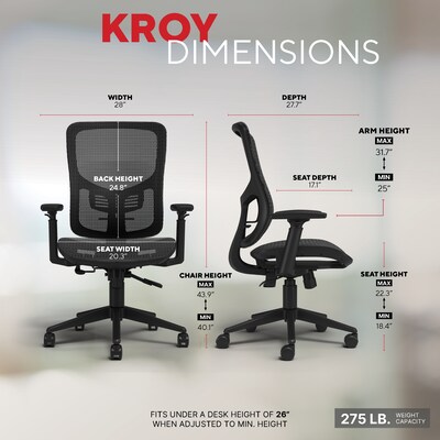 Staples Kroy Ergonomic Mesh Swivel Task Chair, Black (UN59456)