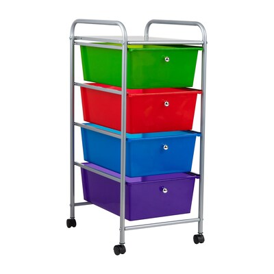 Mind Reader Elevate Collection 4 Drawer Storage Utility Cart, Multi-Colors (4DPTROLL-ASST)