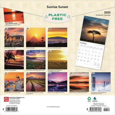 2025 BrownTrout Sunrise Sunset 12 x 12 Monthly  Wall Calendar (9781975475758)