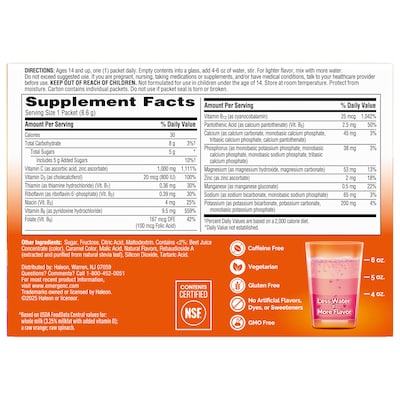 Emergen-C Vitamin C 1000mg Immune Support Powder, Raspberry, 30 Packets/Box (130201)