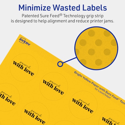 Avery Round Laser/Inkjet Multipurpose Labels, 1-5/8" Dia, Bright Yellow (1600/Box)