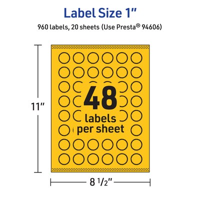 Avery Starburst Laser/Inkjet Multipurpose Labels, 1", Bright Yellow (960/Pack)