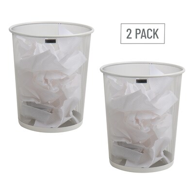 Mind Reader Metal Mesh Trash Can Without Lid, 4.4 Gallon, White, 2/Pack (2CIRGA-WHT)