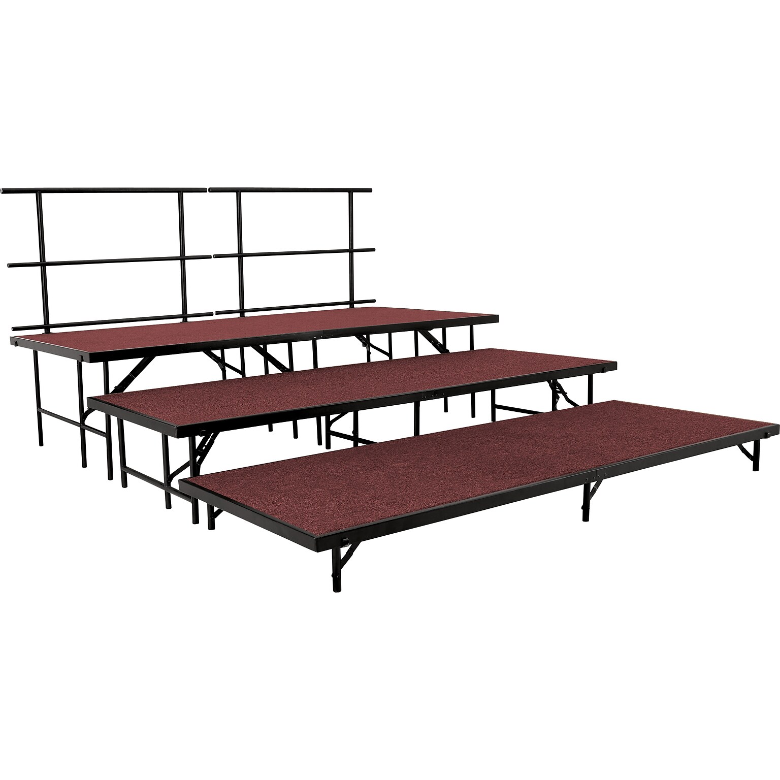 NPS 3-Level Straight Stage Set, 4 x 8 Platforms, Red Carpet (SST483LC40)