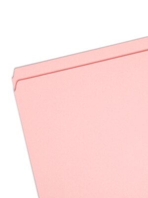 Smead Reinforced File Folder, Straight Cut, Letter Size, Pink, 100/Box (12610)