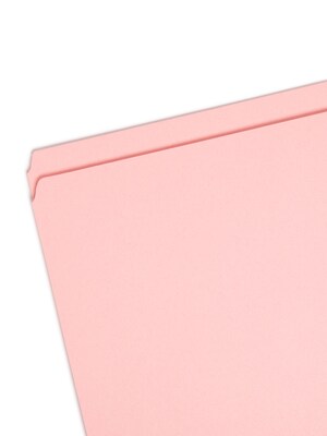 Smead Reinforced File Folder, Straight Cut, Letter Size, Pink, 100/Box (12610)